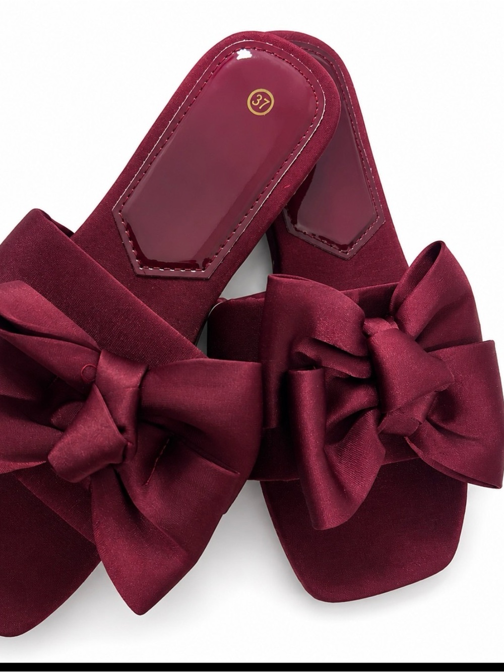 Women's Burgundy Bow Slide Mules - Elegant Slip-On